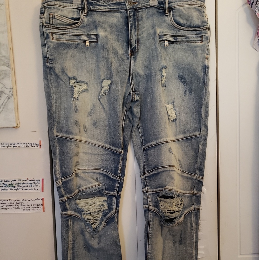 Distressed jeans